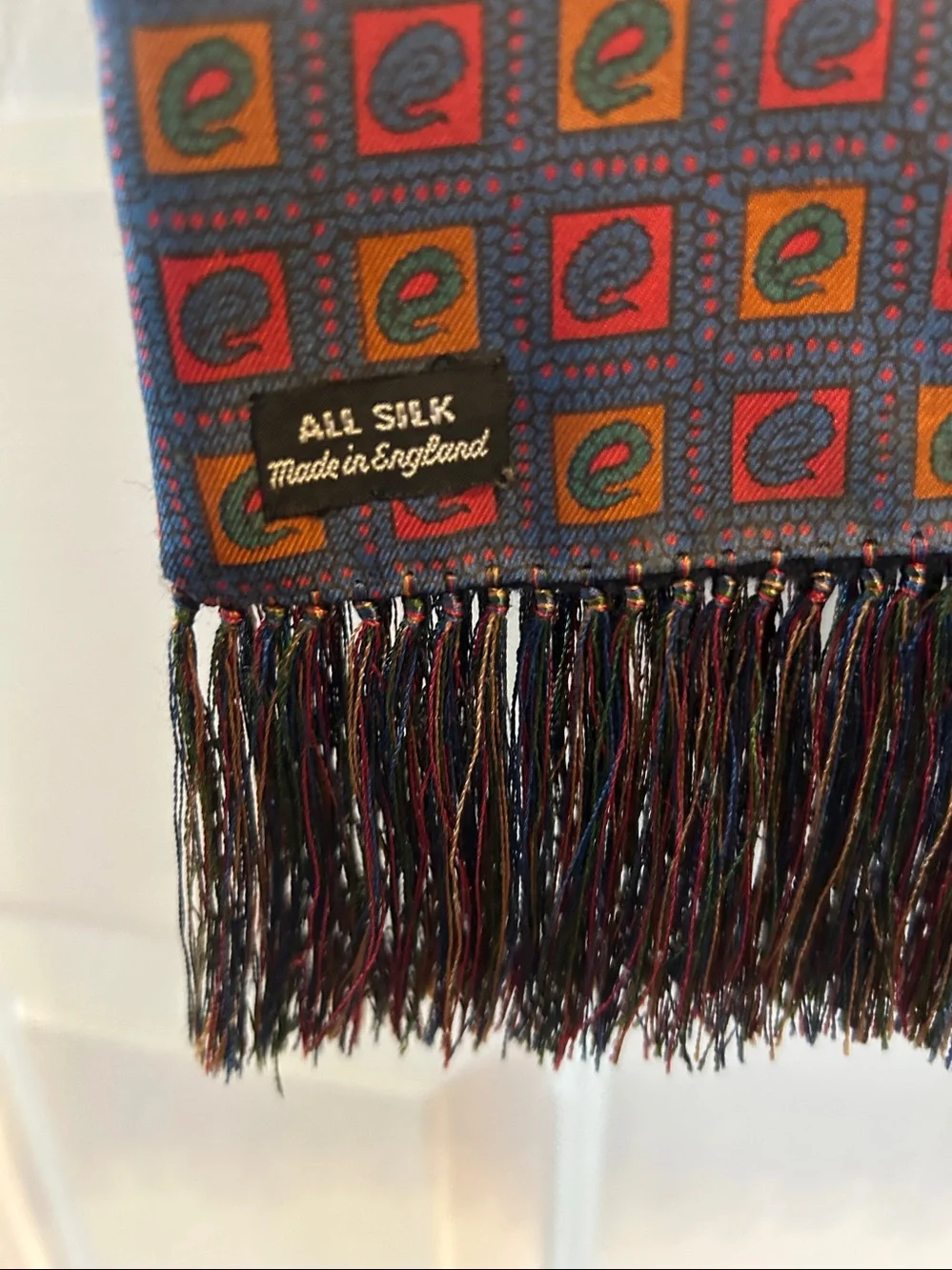 Vintage A. Sulka and Company Silk, Wool and Cashmere Patterned Scarf Silk Tassle